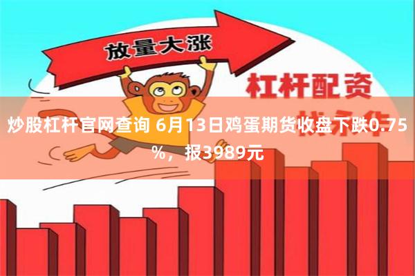 炒股杠杆官网查询 6月13日鸡蛋期货收盘下跌0.75%，报3989元