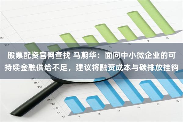 股票配资官网查找 马蔚华：面向中小微企业的可持续金融供给不足，建议将融资成本与碳排放挂钩