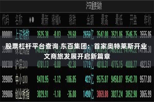 股票杠杆平台查询 东百集团：首家奥特莱斯开业 文商旅发展开启新篇章